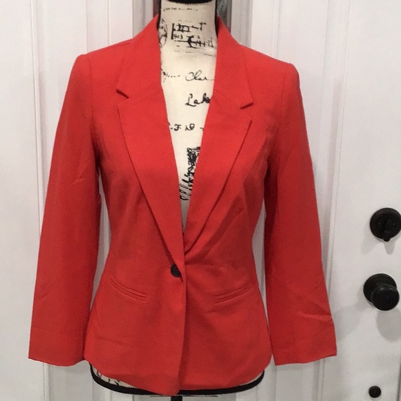 EUC. Kenzie Red Orange Blazer Size S P2P 17.5” - Picture 1 of 11